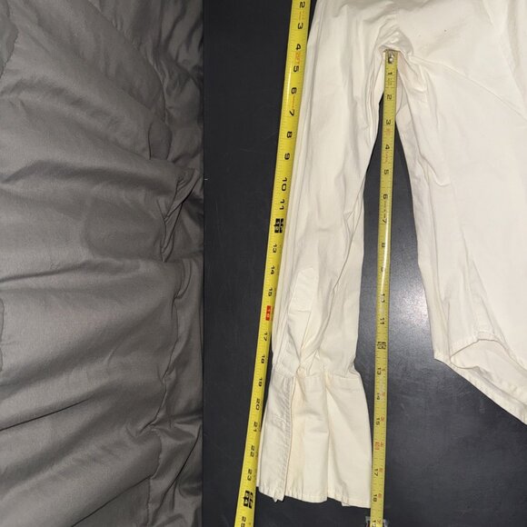 Moda International Button Up Shirt Women’s Size 2XS Ivory Long Sleeve Collared - Picture 15 of 16